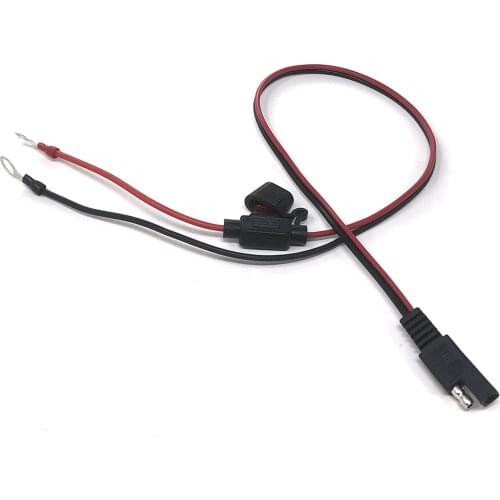 60cm SAE to O Ring Terminal Harness Quick Disconnect Eyelet Terminal Harness Extension Cord for Motorcycle Tractor 10A Fuse