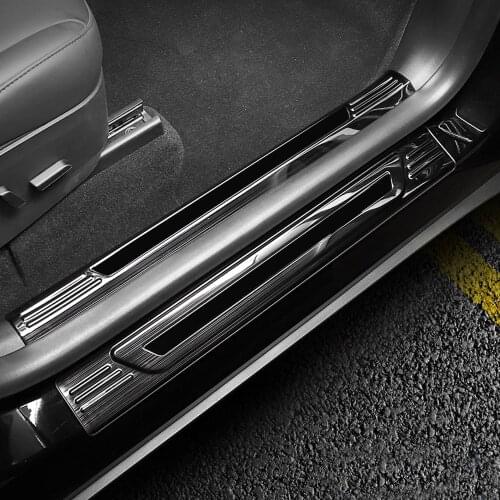 Car Accessories for Tesla Model Y 2020 2021 Stainless Steel Inner & Outer Door Scuff Plates Threshold Cover Trim 8pcs
