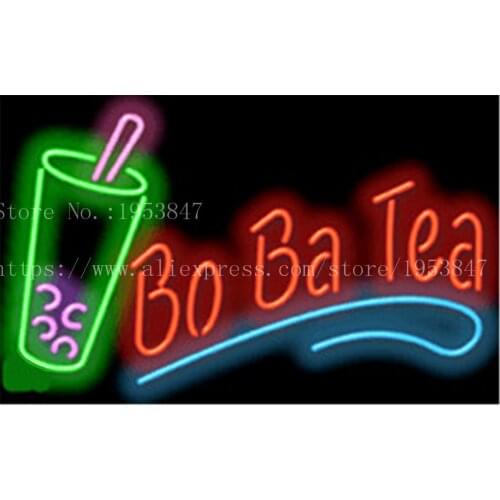 BoBa Tea NEON SIGN Real GLASS Tube Beer PUB Restaurant Signboard display Decorate Shop food dinner Light Signs 19*15"