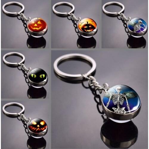 Halloween Pumpkin Pattern Keychain Halloween Pumpkin Pendant Keyring Halloween Jewelry Trick or Treat