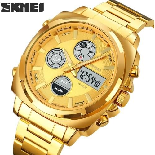 Men Watches Top Brand Luxury Gold Stainless Steel Quartz Watch Men Waterproof Sport Chronograph Relogio Masculino SKMEI montre