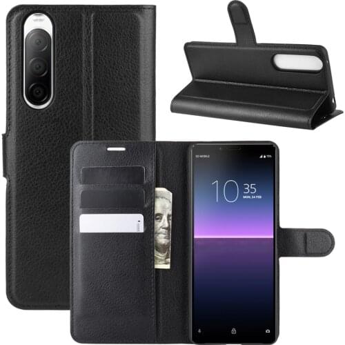 Book Style PU Leather Case Cover for Sony Xperia 10 II Flip Wallet Phone Bags Cases with Stand for Sony Xperia 10 II