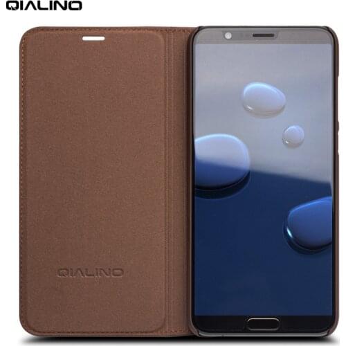 QIALINO Genuine Leather Wallet Flip Case for Huawei Honor V10 Handmade Cover for Huawei honor v10 Luxury Ultra Slim Flip Case
