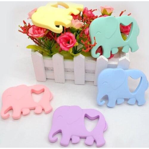Chenkai 10PCS BPA Free DIY Baby Shower Silicone Elephant Teether Animal Pacifier Dummy Nursing Soother Sensory toy gift part
