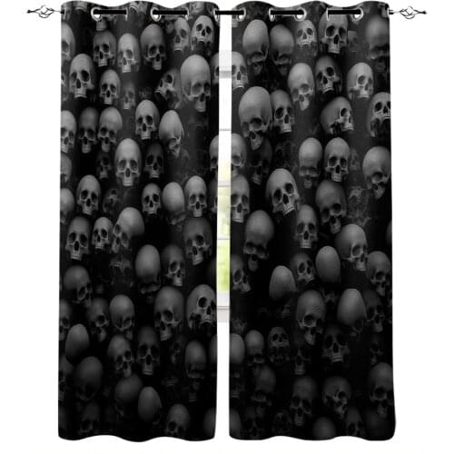 Black Skull Curtains For Living Room Bedroom Window Treatment Blinds Drapes Modern Kitchen Curtains