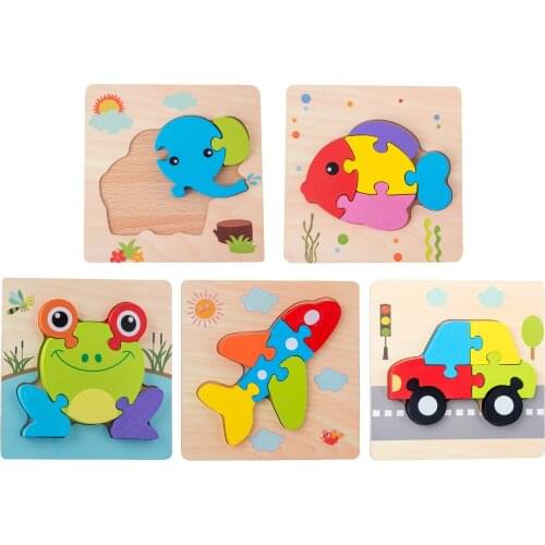 Wooden Cartoon Pattern Puzzle Jigsaw Board Educational Preschool Child Kids Assembly Toys
