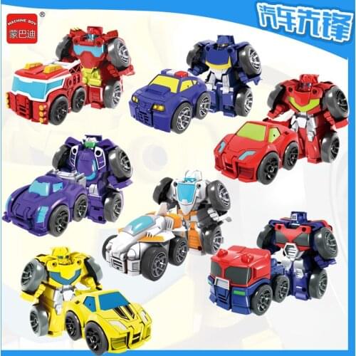 7 Styles Mini Cute Deformable Toy Car Robot Pocket Toy Deformation Robot Fall resistant Baby Toy