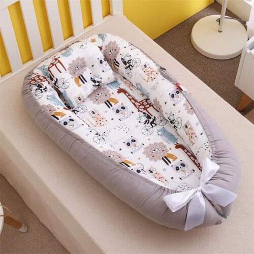 Babynest Newborn Baby Nest Bed Portable Crib Travel Bed Tissu Coton Baby Nestje Baby Lounge Bassinet Bumper with Pillow Cushion