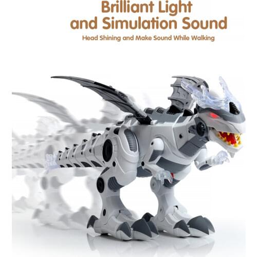 Electric Walking Spray Dinosaur Robot Large Format Toy With Light Sound Mechanical Dinosaurs Model Toy For Children Boys