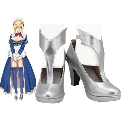 FGO Artoria Pendragon Saber Shoes Cosplay Fate Grand Order Saber Cosplay Shoes Silver Boots Custom Made