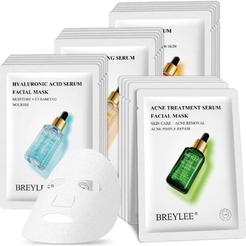 Hyaluronic Face Mask Retinol Facial Sheet Mask Acne Treatment Serum Moisturizer Korean Skin Care Set Anti Aging Vitamin C