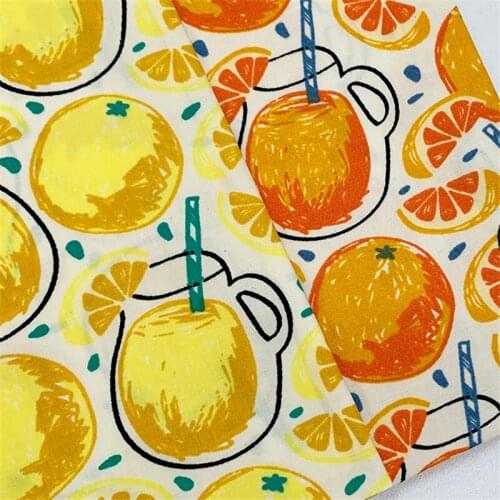 KDF33 Oranges Printed Cotton Fabric,Kids' Room Decoration,Curtain,Table Cloth,Childrens Summer Cloth,DIY Material Summer Fabric