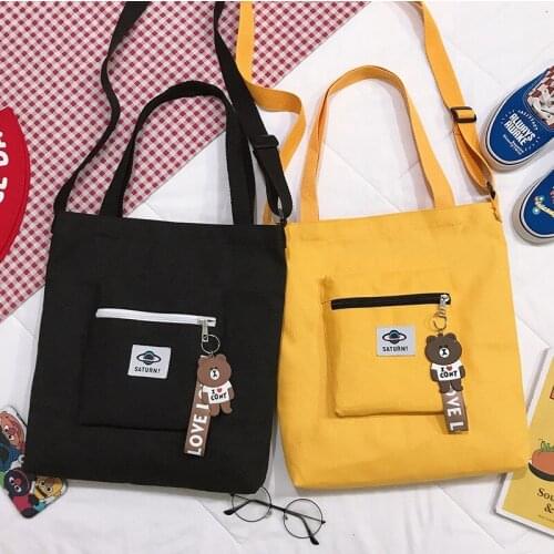 College Student Canvas Bag Womens Casual Tote Bags Hipster Fashion Crossbody Bag Students Handag Customizable