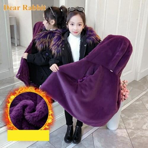 -30 New Fashion Children Winter Jacket Girl Parkas Kids Warm Thick faux Fur coat Hooded Down Cotton coat Two-piece girl clothing