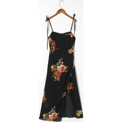 Summer Womens Casual Flower Print Slim Slim Sling Dress