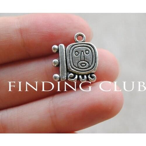 50 pcs Silver Color Mayan glyph Charm Pendant DIY Metal Bracelet Necklace Jewelry Findings A355