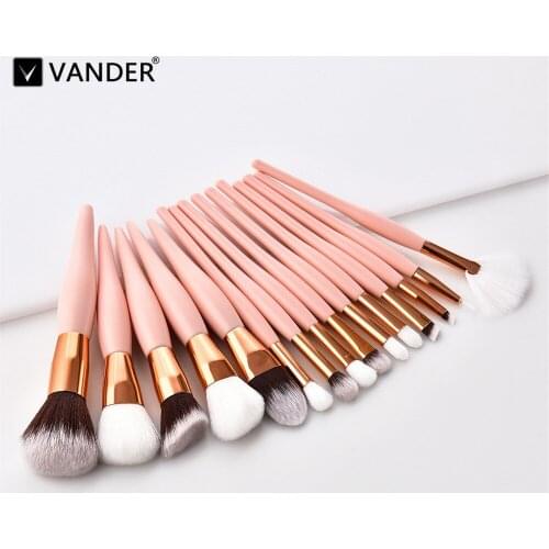 Vander 8/12/15Pcs Professional Makeup Brushes Set Pincel Maquiagem Base Foundation Powder Cosmetics Blending Pink Make Up brush