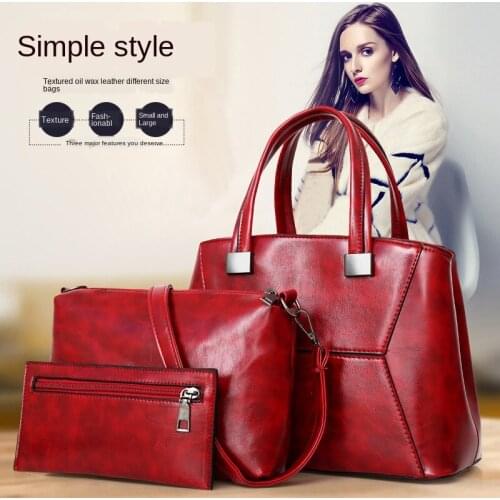 2020 new PU womens bag splicing mother bag ladies handbag wax leather fashion shoulder messenger bag