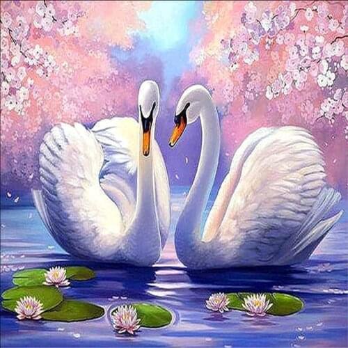Full Diamond Painting Cross Stitch Round Diamond Mosaic Craft Diamond Embroidery 5D Diy Needlework Color Animal Swan Paintings