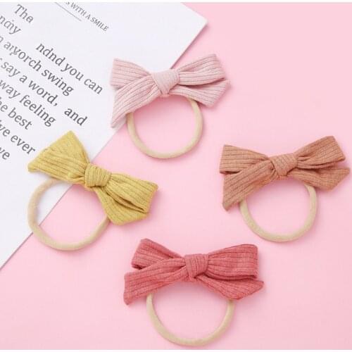 Cotton Baby Headband Girls Nylon Hair Accessories Big Bows Children Candy Color Head Bands Soft Infant Princess Hairbands