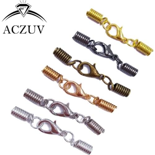 500PCS/lot Spring Fasteners Jewelry End Caps Leather Cord Ends Wax Cotton Rope Clips Bracelet Necklace Crimp Beads Findings