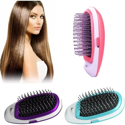 RESUXI Portable Electric Brush Hair Straightener Negative Ionic Straightening Brush Anti-static Massage Mini Straight Hair Comb