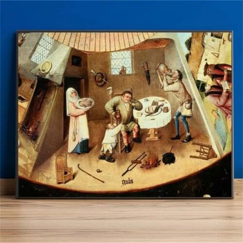 Retro Portrait Painting The Garden Of Earthly Delights Hieronymus Bosch Artwork Wall Pictures for Living Room Cuadros Home Decor