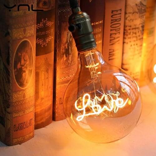 Retro Edison Light Bulb E27 220V G125 Love Ampoule Vintage Bulb Edison Lamp Incandescent Decoration Holiday Wedding Party