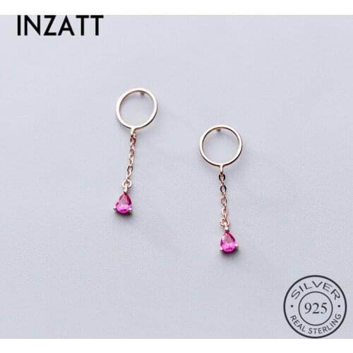 INZATT Real 925 Sterling Silver Red Crystal Water Drop Tassel Earrings For Elegant Women Party Fine Jewelry 2019 Accessories