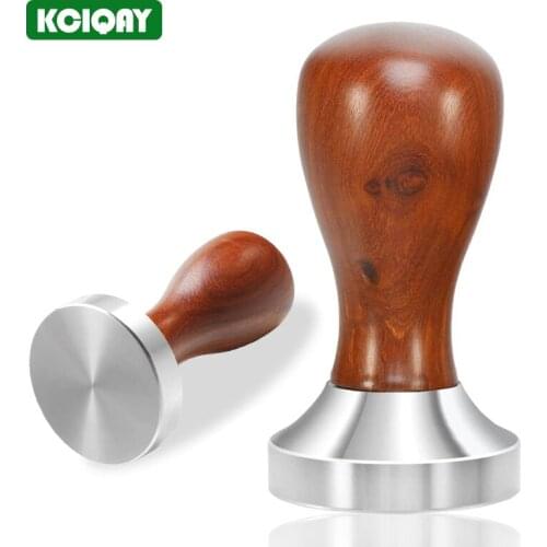 49mm 51mm 58mm Tamper Wooden Handle Coffee Tamper Stainless Steel Espresso Tamper Coffee Powder Hammer Barista Tamping Tools