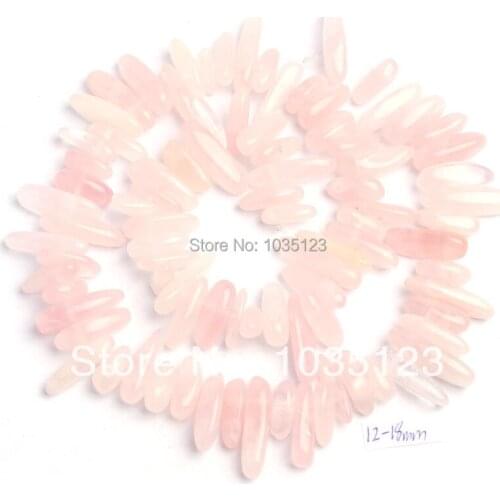 High Quality 12-18mm Natural Rose Quartzs Stick Shape Gems Loose Beads Strand 15" DIY Creative Jewellery Making w548