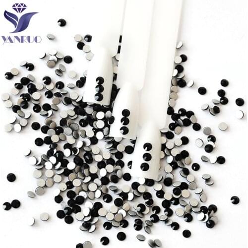 Crystal Nail Art Black Decorations Non Hotfix Everything For Manicure DIY Different Sizes For Nail Design Rhinestones Stones