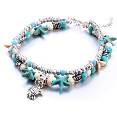Yobest Vintage Shell Beads Starfish Anklets For Women New Multi Layer Anklet Leg Bracelet Handmade Bohemian Jewelry Sandals Gift