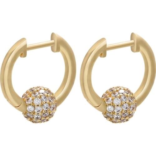 Small Hoop Earrings Women Cubic Zirconia Rainbow Jewelry Gold Silver Color Bling Ball Mini Earing Indian Black Rose Round Circle