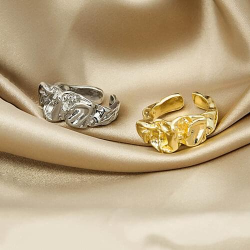 Gold Silver Color Geometric Open Rings For Women Irregular Adjustable Ring Female Metal Jewelry Anillos Mujer