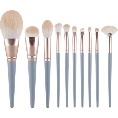 ZOREYA 10pcs Makeup Brushes Pro Set Face Eye shadow Foundation Blending Eyebrow Eyelash Cosmetic Beauty Make Up Brush Tools