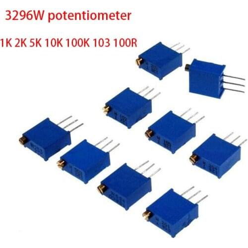 10PCS 3296W potentiometer precision adjustable resistance multi-turn trimming 1K 2K 5K 10K 100K 103 100R Trimmer Potentiometer