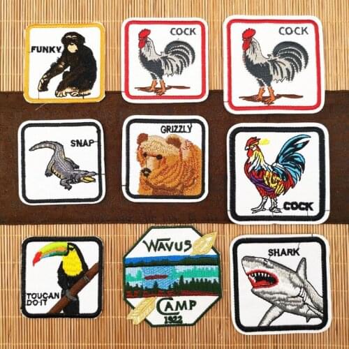 10pcs/lot Embroidery Patches Letters Clothing Decoration Accessories Animal Wolf Zebra Palm Diy Iron Heat Transfer Applique