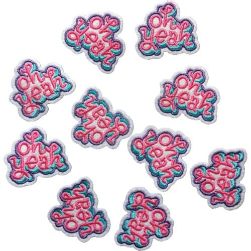10 Pieces/lot oh yeah Sew on Iron on Patch Badge for Clothing Letters Embroideried Applique Patches Sewing DIY Decoration