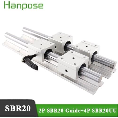 1100mm 1200mm 1300mm 1400mm linear guide 2pcs SBR20 linear guide length linear bearings with 4pcs SBR20UU cnc router par