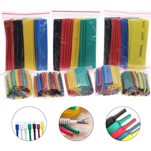 127/140/280/328Pcs Assorted Polyolefin Heat Shrink Tubing Tube Cable Sleeves Wrap Wire Set 8 Size Multicolor/Black