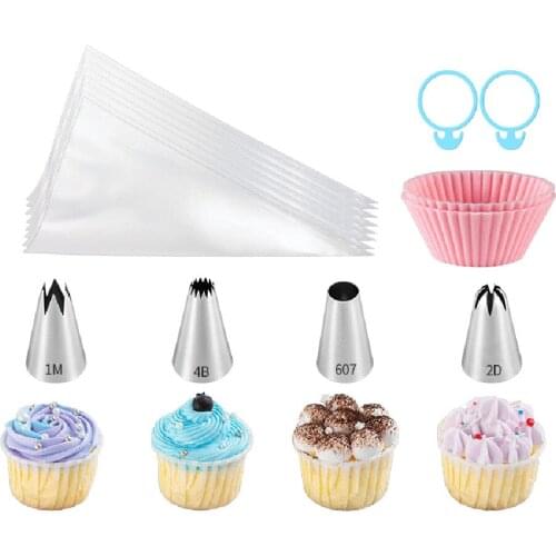 16Pcs/set Russian Tulip Icing Piping Nozzles Leaf Pastry Tips Disposable Pastry Bags for Kitchen Baking Confeitaria