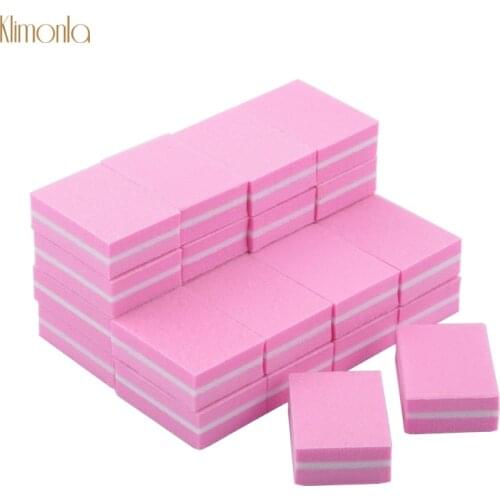 50pcs/lot Pink Mini Sponge Nail File Polishing Sanding Buffer Block Nail Files Double Side Manicure Gel Clean Tools Accessories
