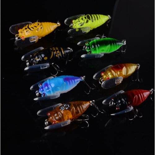 8pcs Bionic Cicada Hard Bait Fishing Lures 40mm/6.4g Simulation Minnow Fishing Wobblers Crankbaits Insect Fishing Tackle 3D Eyes