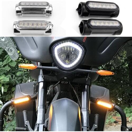 Engine Guard Crash Bar Bumper Lights Black Chrome for Touring Street Glide 1 Pair LED 1.3' 30-32mm Highway Driving Lights