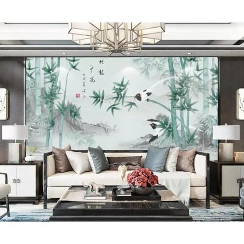 Beibehang Custom wallpaper HD mural Chinese style pen ink landscape TV sofa bamboo newspaper peace background mural 3d wallpaper