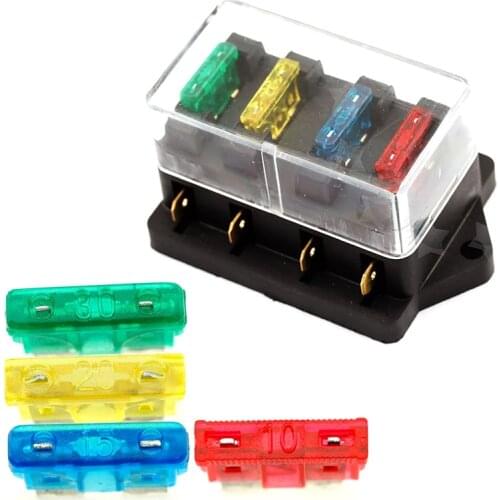 Fuse Box + 4Pcs Car Truck Auto Blad Fuse Block Fuse Box + 4Pcs Standard Fuse New Hot Sale