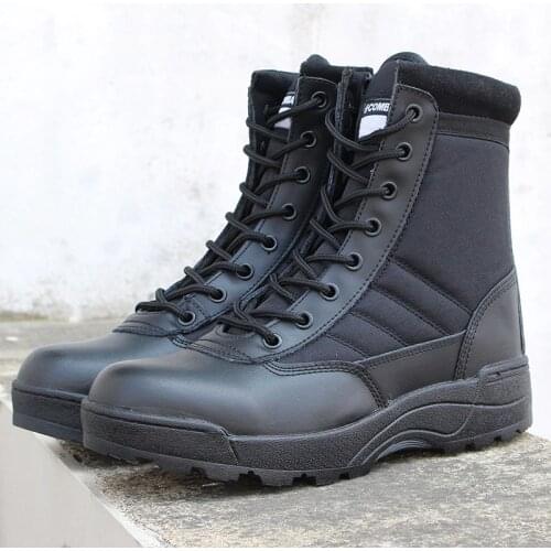 SWAT Us Military Leather Combat Boots for Men Summer Breathable Combat Bot Infantry Tactical Boots Army Bots Outdoor Work Shoes