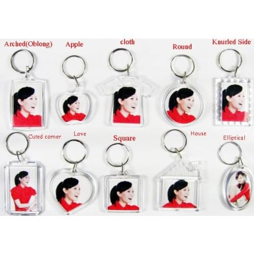 Transparent keychain photoframe clear splitpin key ring hanger arcylic lovely picture children car hanging photo frame box