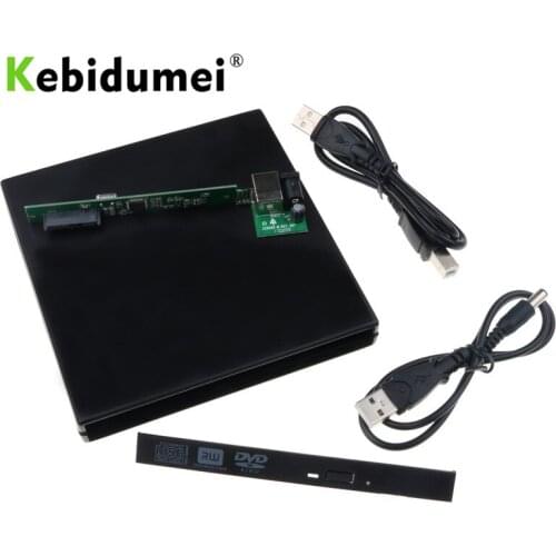 Kebidumei 12.7mm External Removable Cover Optical Drive Case Black Slim with USB 2.0 for Laptop Notebook